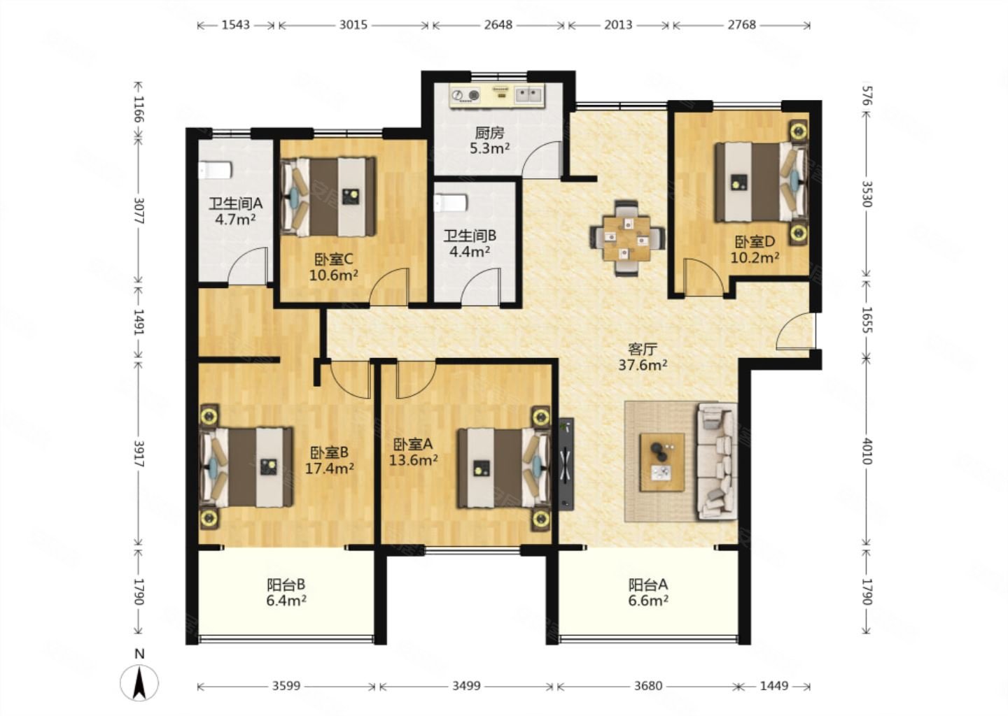 业主急售红星紫郡1516平228万4室2厅2卫