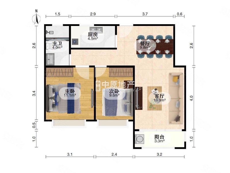 大成名庭2室2厅1卫84.89㎡南330万