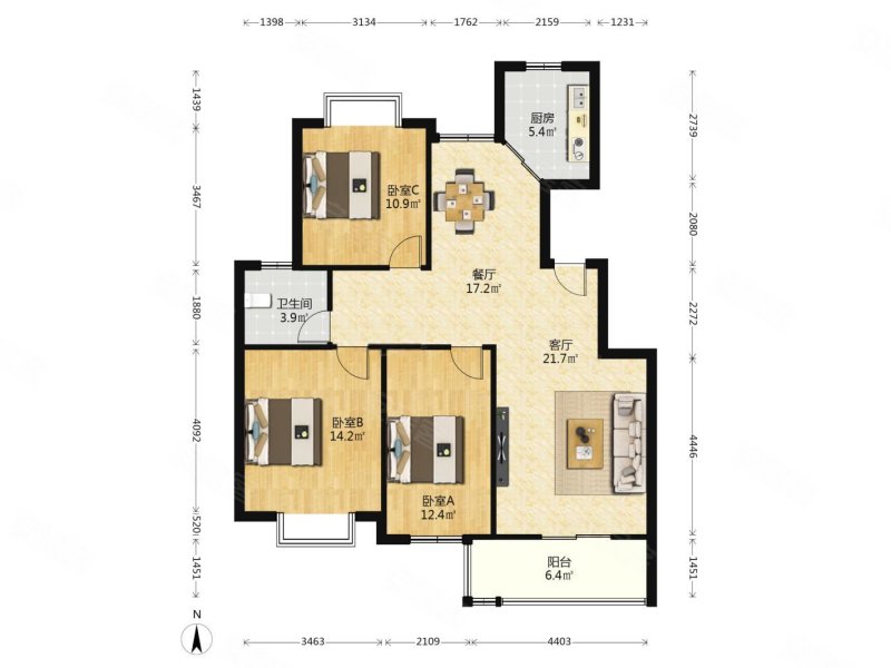 九龙湖畔文馨苑精装三室  楼层好 户型通透