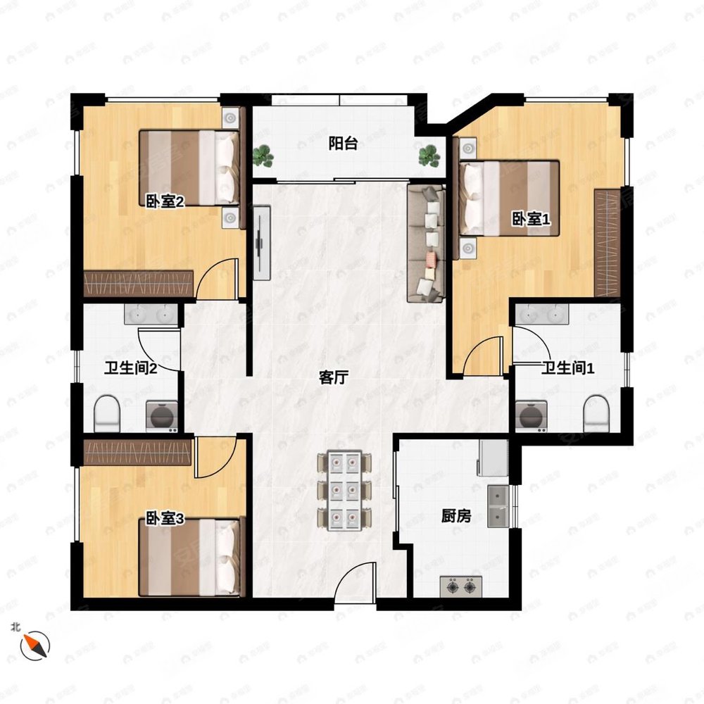 荔园悦享花醍3室2厅2卫97.09㎡东北116万