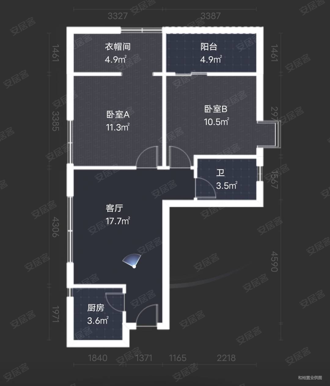 都市广场2室1厅1卫75.26㎡东南168万