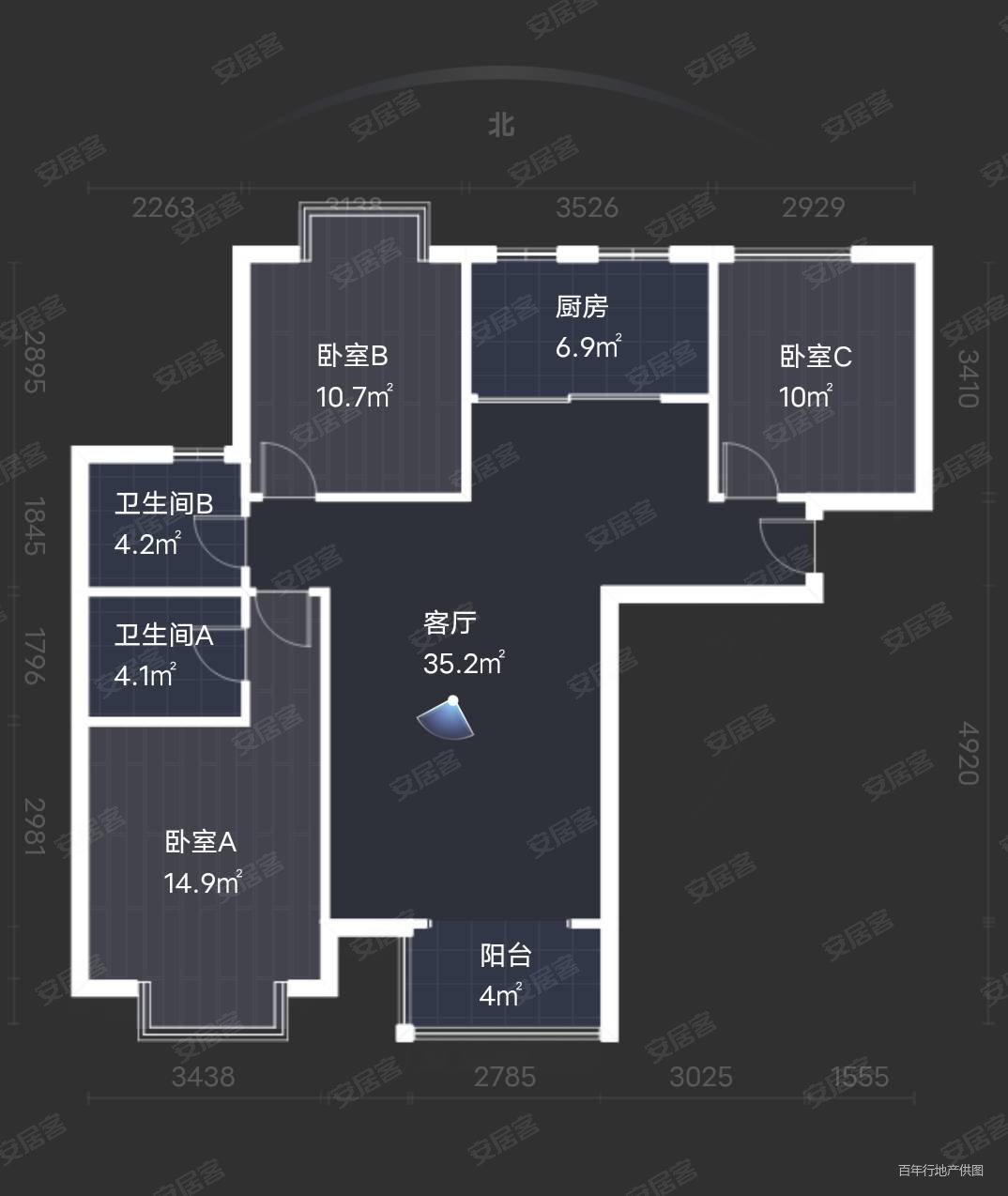 浐灞半岛朱雀金堤A15区3室2厅2卫143㎡南北175万