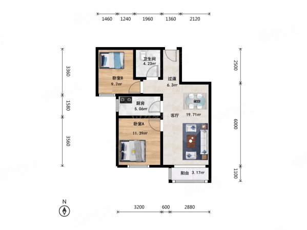 汇景苑二区2室1厅1卫85.47㎡南450万