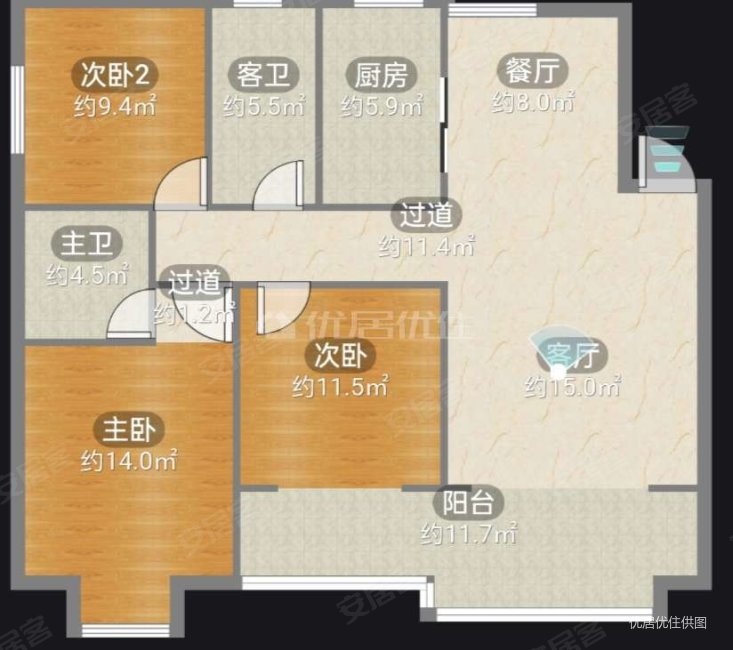 阳光远景3室2厅2卫125.44㎡南62.8万