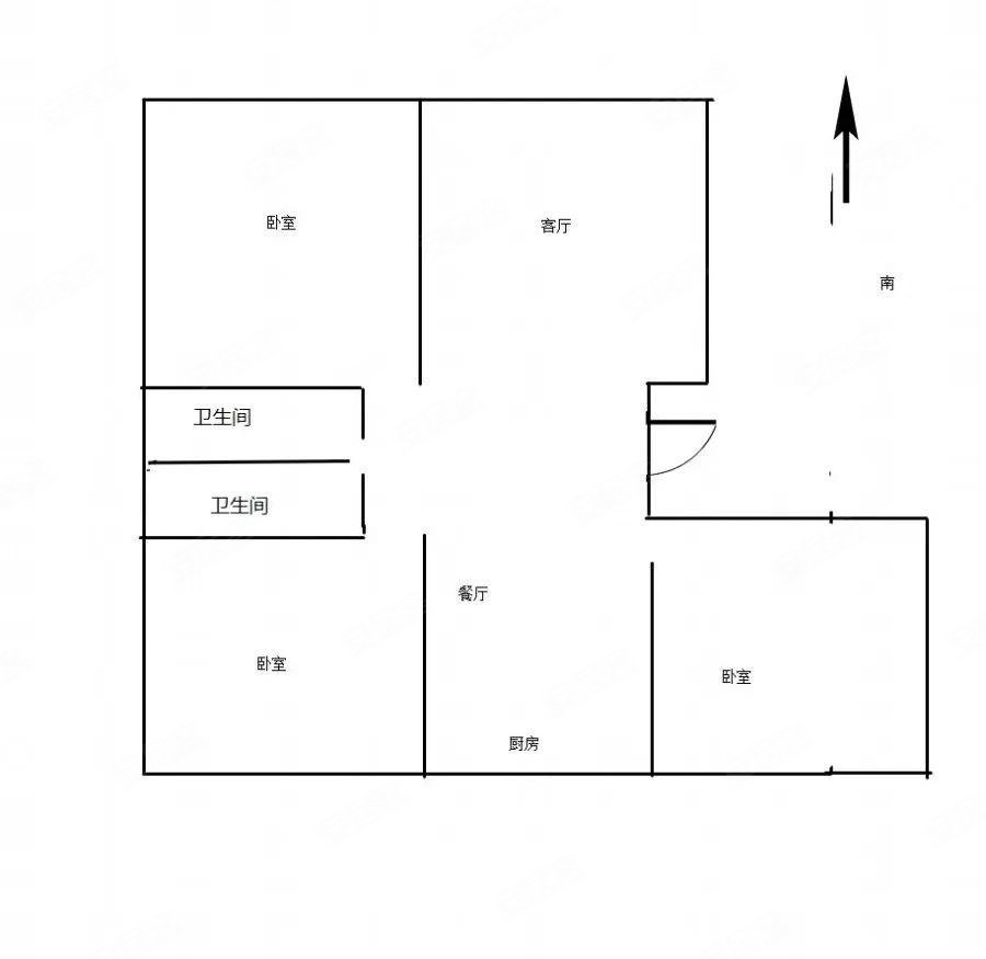 和顺小区3室2厅2卫134㎡南北65万