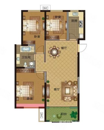 成建万家3室2厅1卫126㎡南北68万