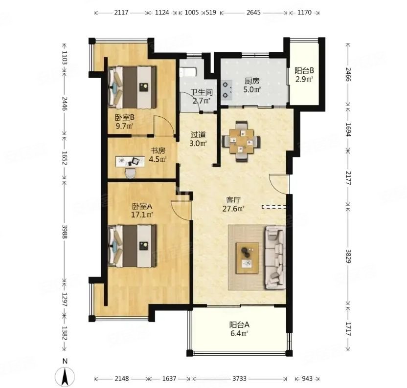 亲水湾 南北通透 南京南 地铁口 电梯房楼层采光好 刚需两居