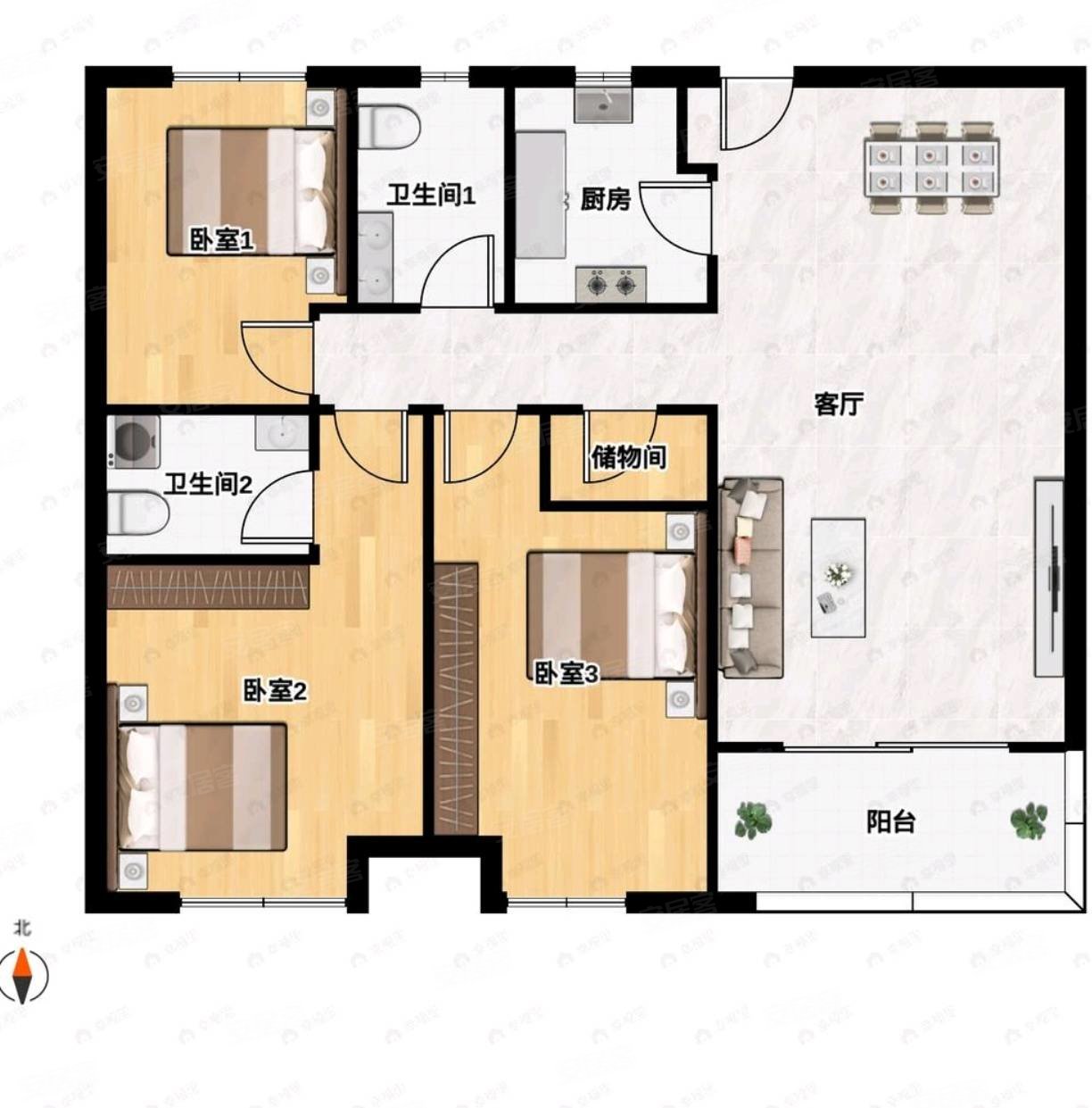 新建城三房性价比高光线很好居家首先