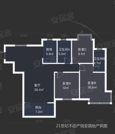 茵悦世家3室2厅2卫130㎡南北67万