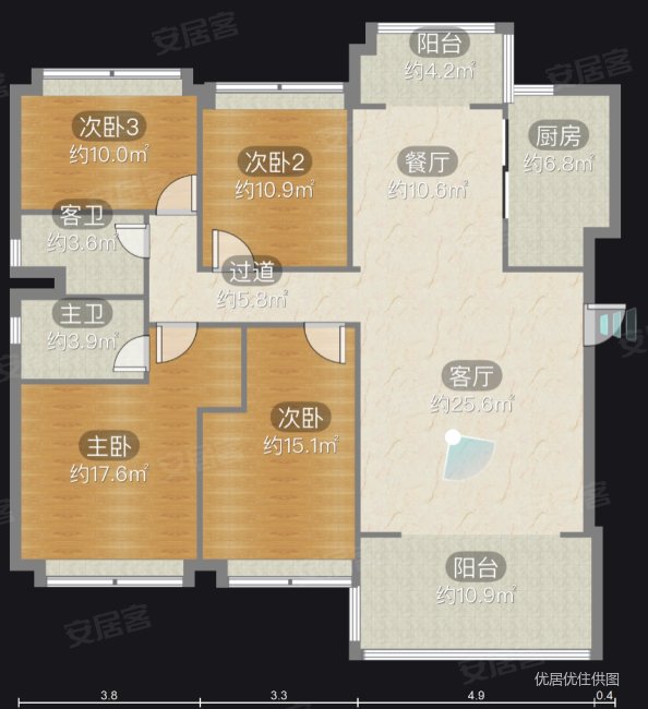 富力碧桂园衡中心4室2厅2卫143㎡南北128万