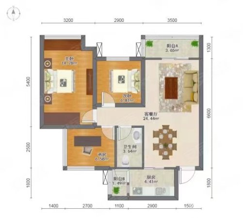 蓝光金悦金沙3室2厅1卫82.79㎡南163.8万