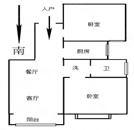 锦泰世纪阳光2室2厅1卫86㎡南北38万