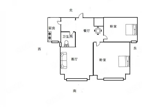 安平启城2室2厅1卫93.46㎡南60万