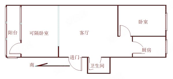 荣景公寓2室1厅1卫54㎡南北43万