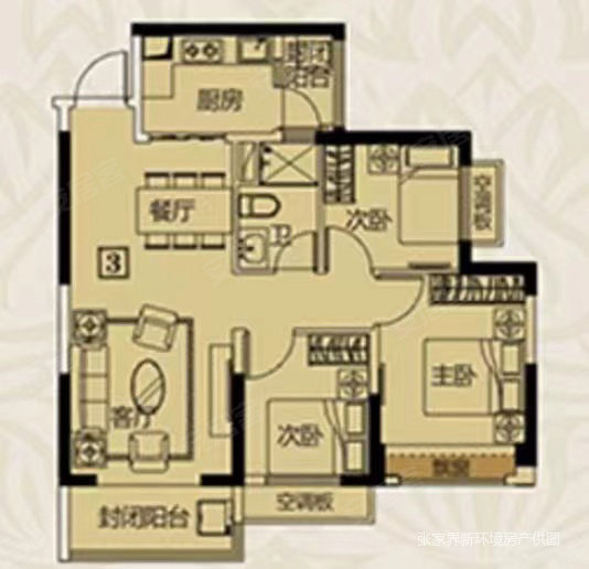 维港御景湾3室2厅2卫105㎡南北72.5万