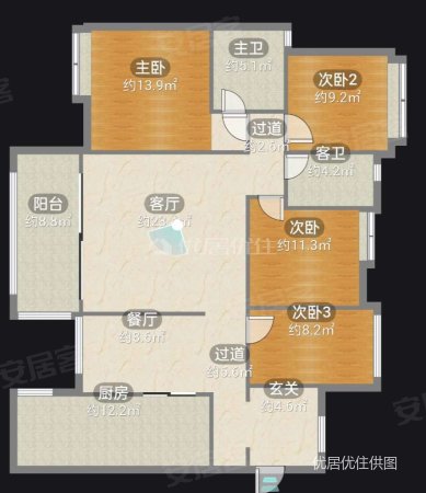 保利公园2010紫薇郡4室2厅2卫126.01㎡南北84.8万