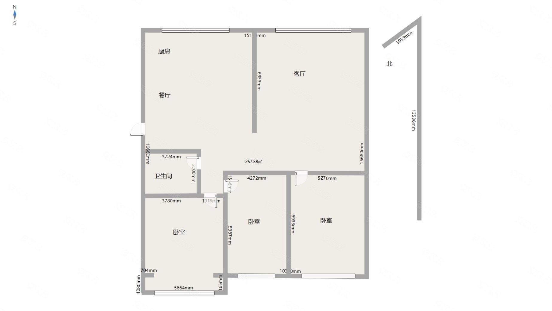 鑫海小区3室2厅1卫96㎡南北130万