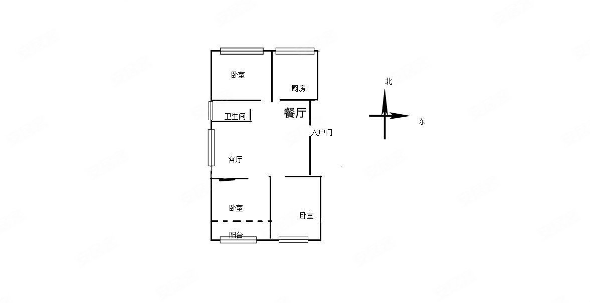 恒信阳光新城3室2厅1卫102㎡南北59.5万