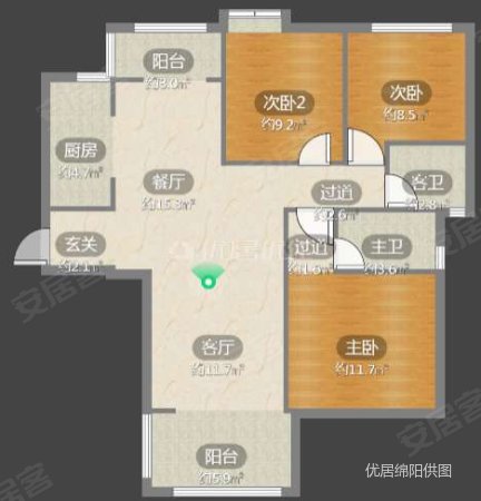 高兴瑞璟3室2厅2卫124㎡南60.9万