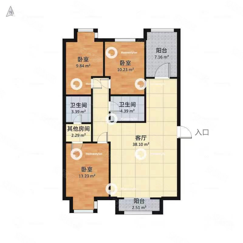 凯光奥林公馆3室2厅2卫123㎡南北75万