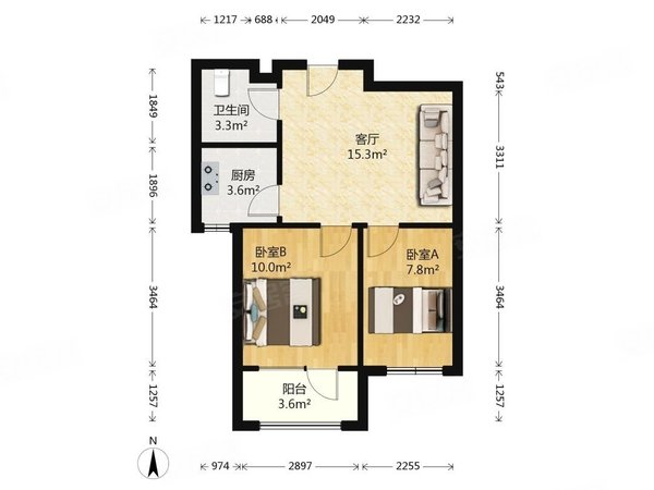 温州瑞安莘塍星海广场周天足浴后面 星悦公寓现代装修两室一厅 朝南带
