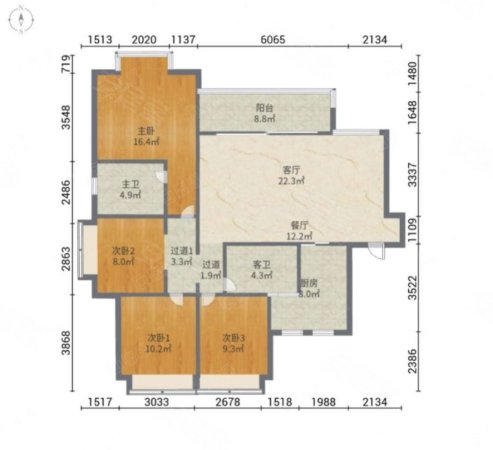 龙湖三千庭4室2厅2卫131.88㎡南288万