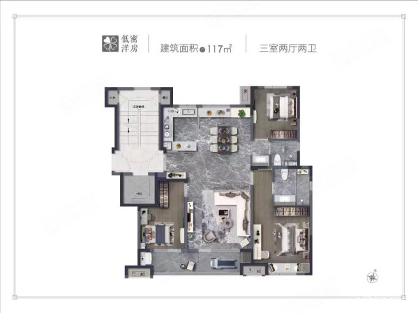 万科威高璞悦山3室2厅2卫117㎡南北127.6万