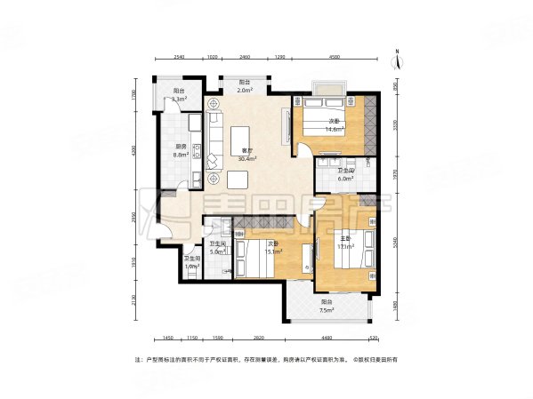 时代芳群3室1厅2卫166㎡南北1242万