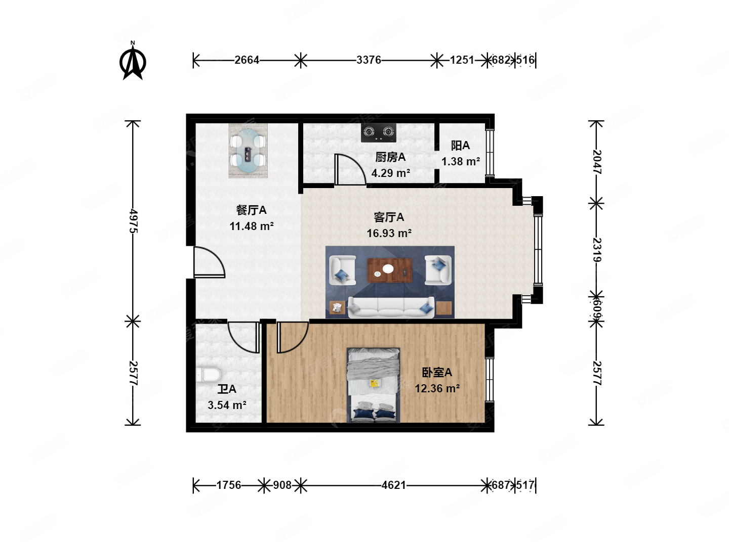 三环新城6号院东向一居室商品房满五