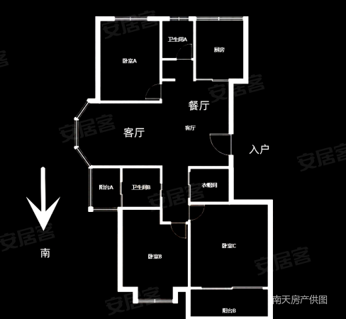 芳辰丽阳(北区)3室2厅2卫134.3㎡南238万