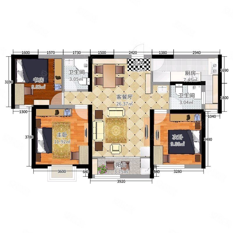 枣园地铁口丰盛园小区中层全明两居室按揭出售
