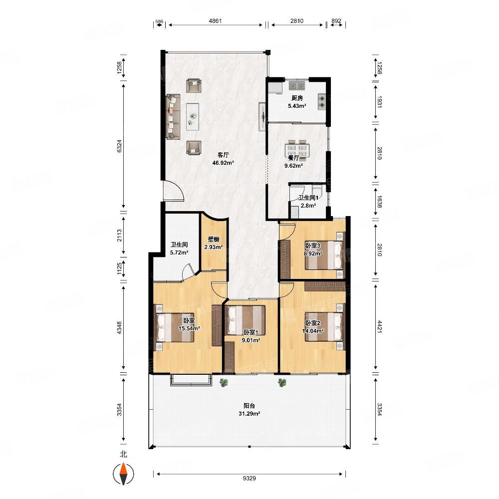 皇庭丹郡(长乐)4室2厅2卫167㎡南北550万