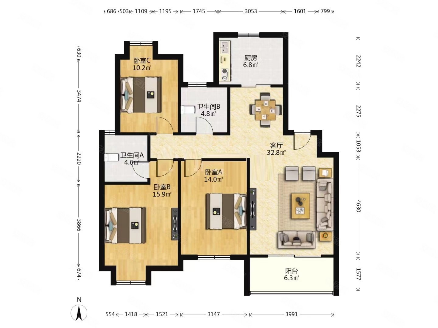 江宁医院旁天鹅湖花园精装三房两卫保养好拎包入住