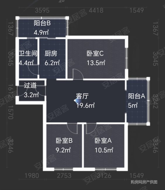 锦泉南园3室2厅1卫95.35㎡南北88万