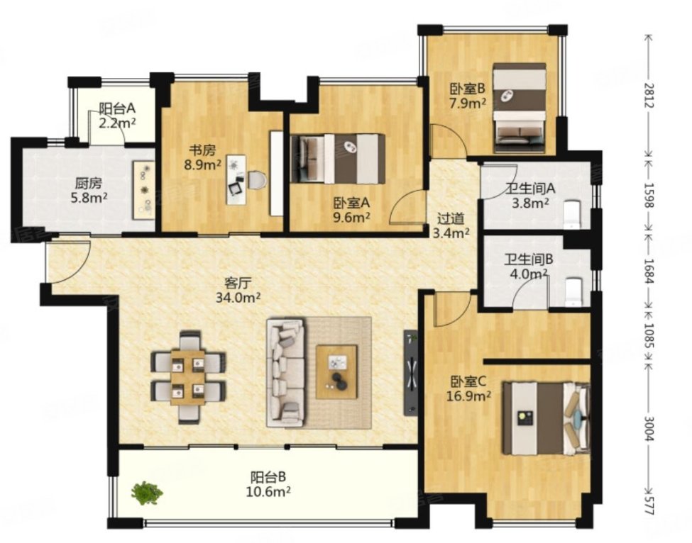 采光好,东南朝向,通透户型,视野开阔,采光充足,中南上熙府珑悦二手房