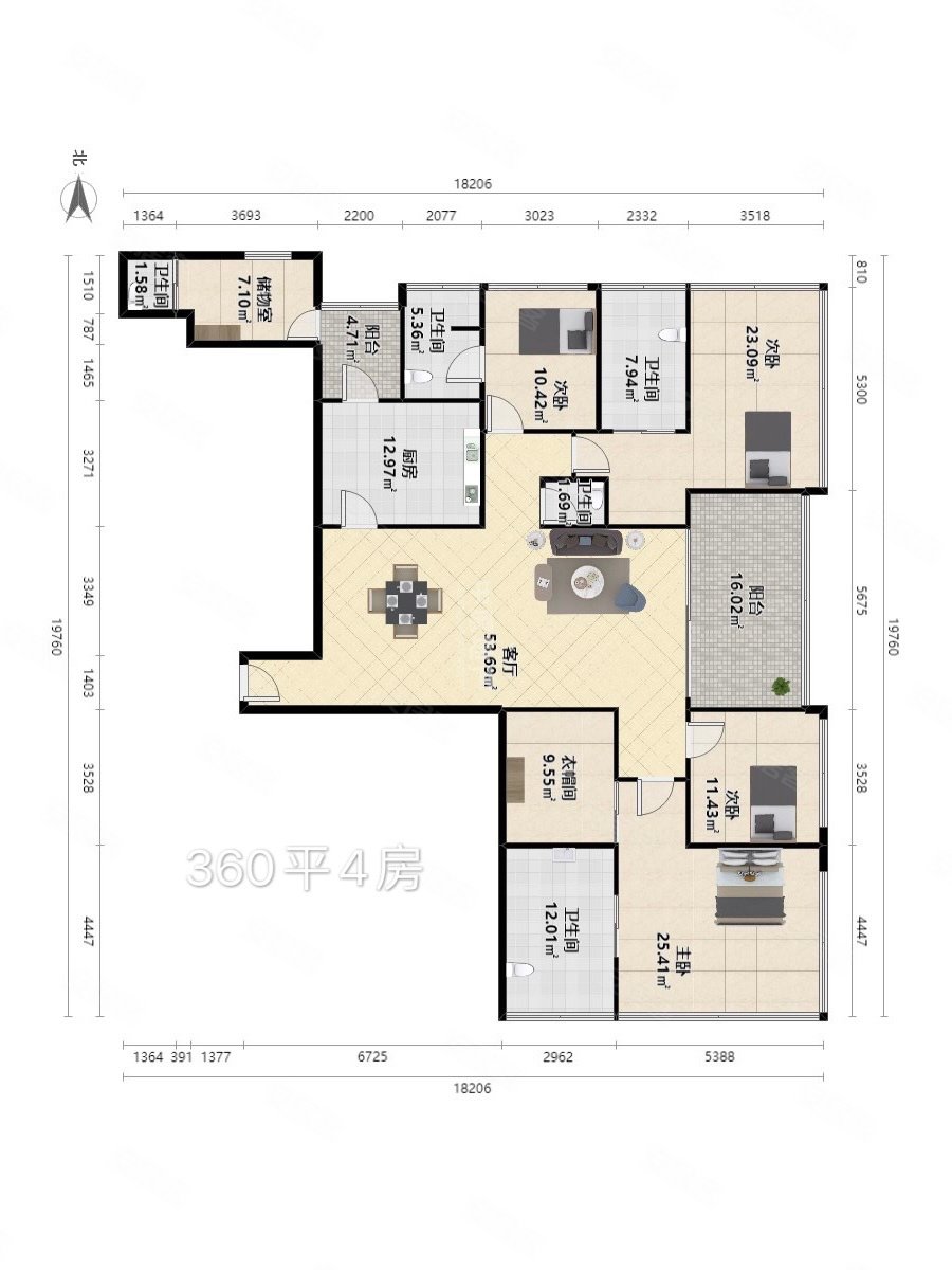 几年难得放出一套深业上城360平chao高层四房