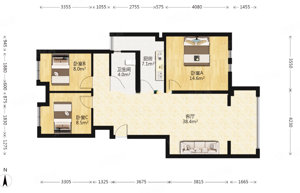 仅契税 精装 交通便利 环境清雅 高档小区,海德花园二手房,48万,3室1