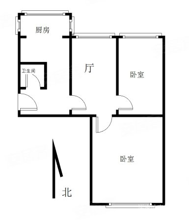 兴华路2号小区2室2厅1卫55.61㎡南北66万