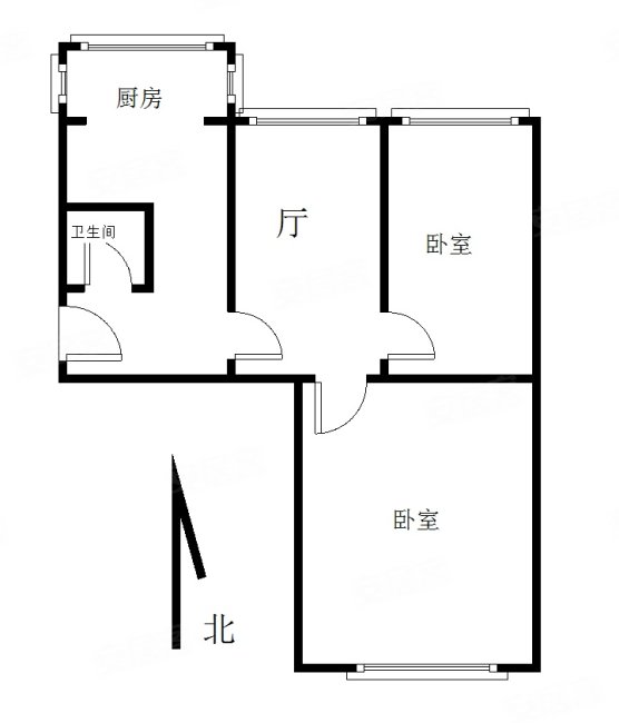 兴华路2号小区2室2厅1卫55.61㎡南北66万