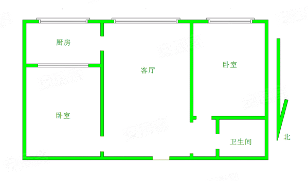 安装公司住宅2室1厅1卫60.61㎡南55万