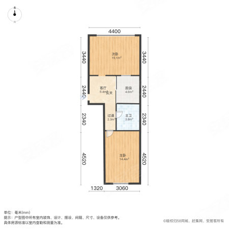 米兰金狮家园2室1厅1卫41.52㎡南北90万