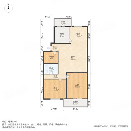 金鹏里3室1厅1卫118.16㎡南北198万