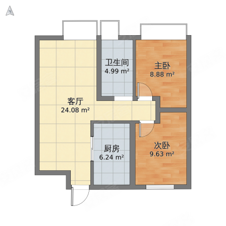 汤臣商务中心2室1厅1卫77.43㎡东南320万