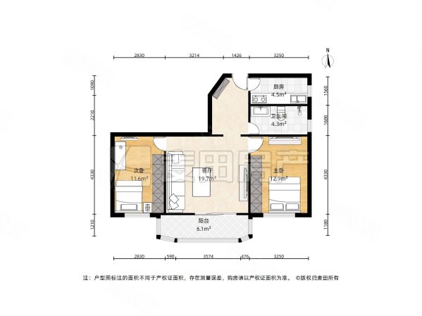 望京明苑2室2厅1卫99㎡西南635万