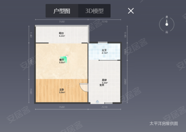 金阳小区1室1厅1卫30.71㎡南北180万