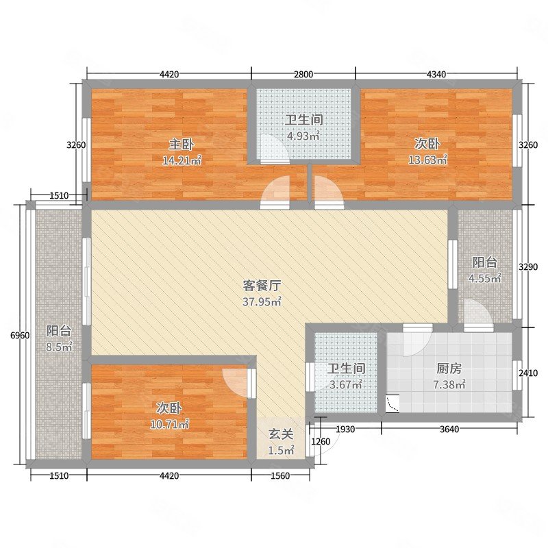 三江城市花园3室2厅2卫144.27㎡南北95万