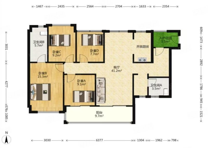 亚运城 天韵 南北对流 大4房 看园林 景观好 满五