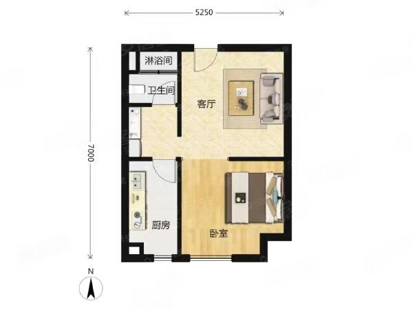 恩施恩施市小渡船松树坪安置小区民族路 高旗小学 松树坪还建小区 一室一厅 拎包入住 可短租出租房源真实图片