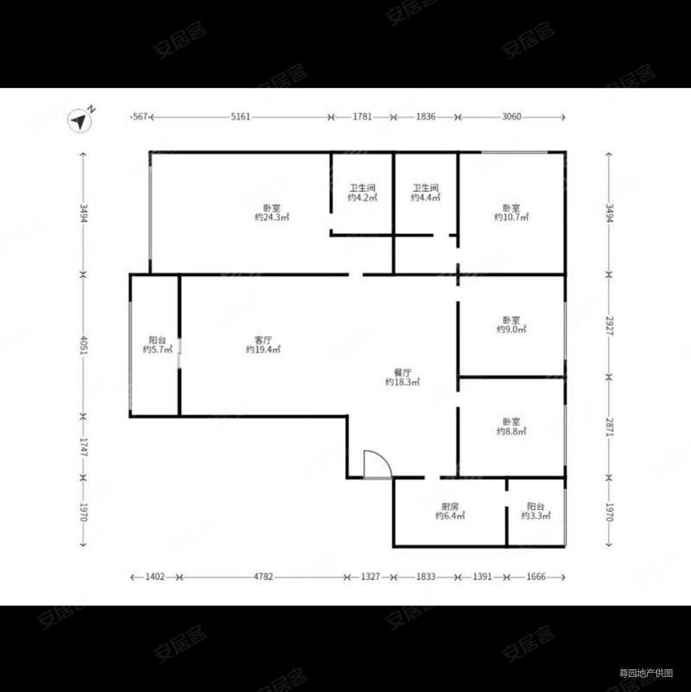 蓝光水岸公园4室2厅2卫126.68㎡南北155万
