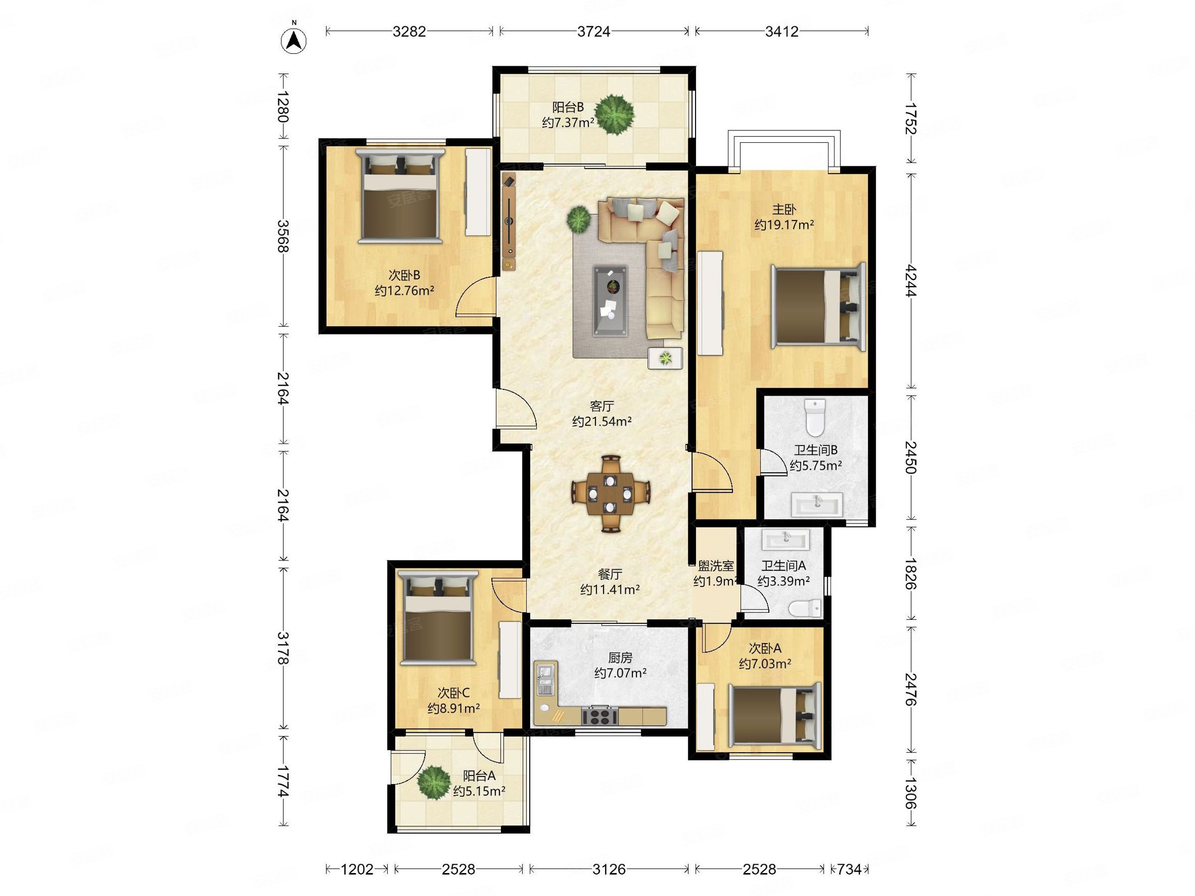 江东金茂府138平中庭位置22楼视线很好